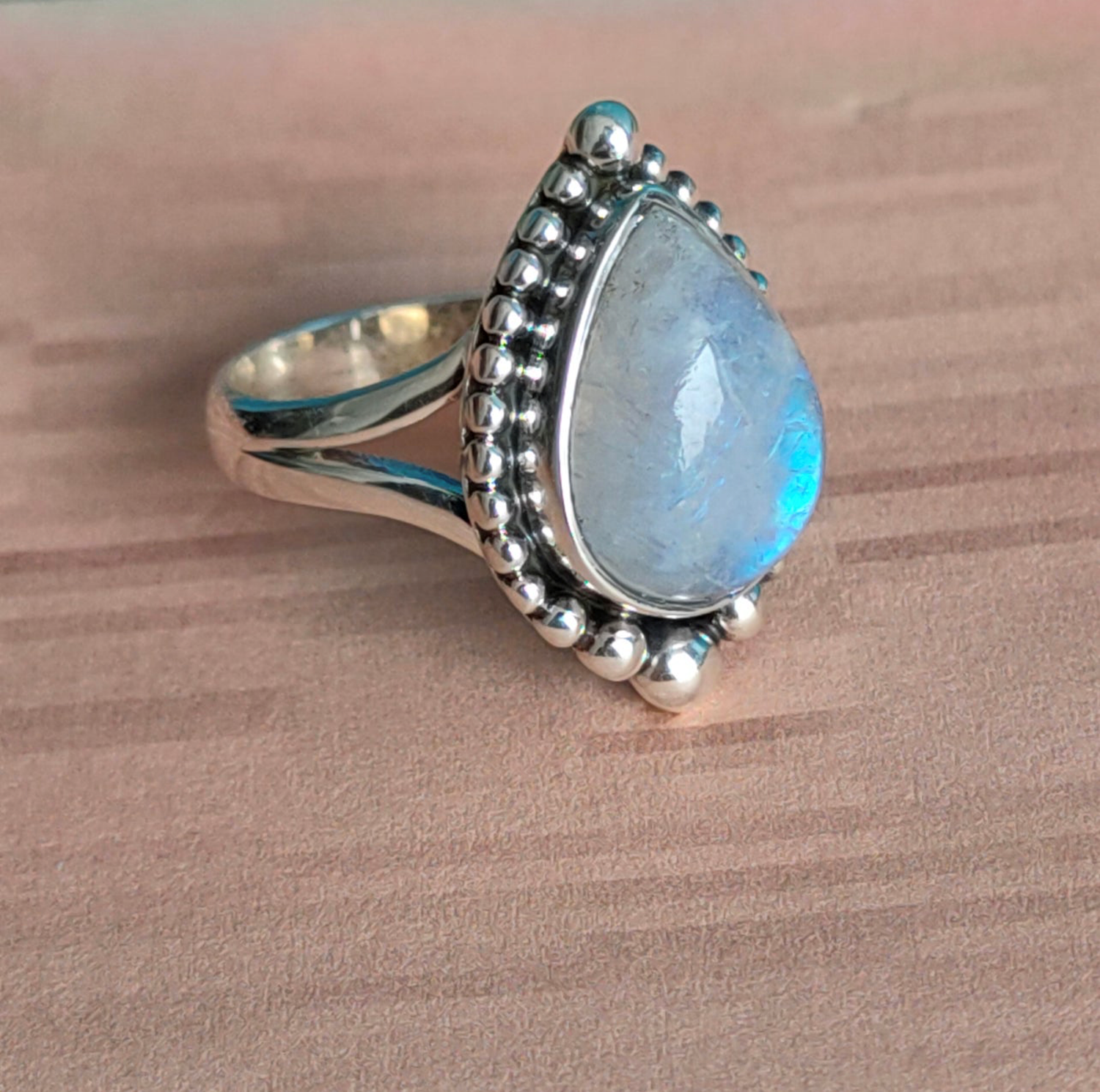 Rainbow Moonstone Gemstone 925 Sterling Silver Handmade Gift Ring All Size SR43