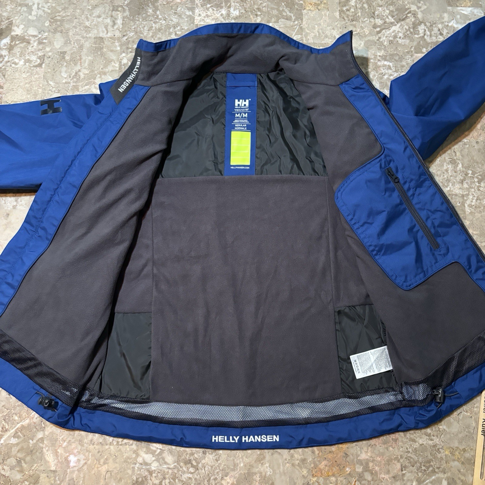 Helly Hansen Jacket Mens Medium Blue Crew Midlayer Soft Shell Fleece Sailing