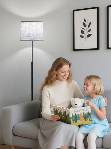 60" Modern Floor Lamp for Living Room Bedroom, Standing Lamp with Oatmeal Black