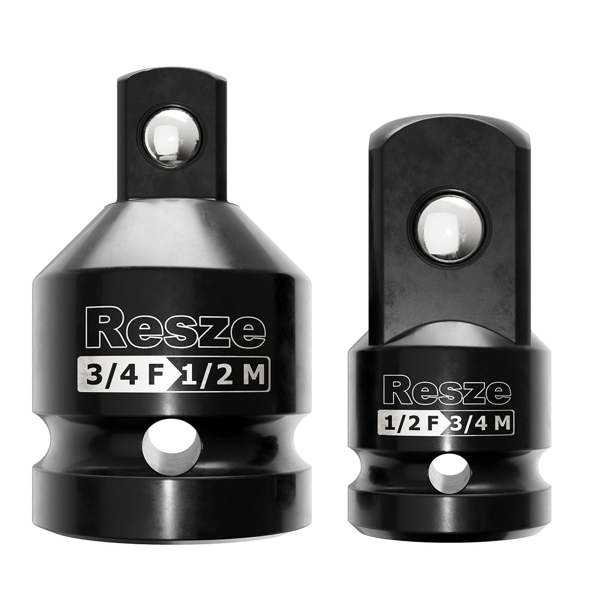 Resze 2PCS Impact Socket Adapter and Reducer Set,3/4"to 1/2" & 2PC, Black