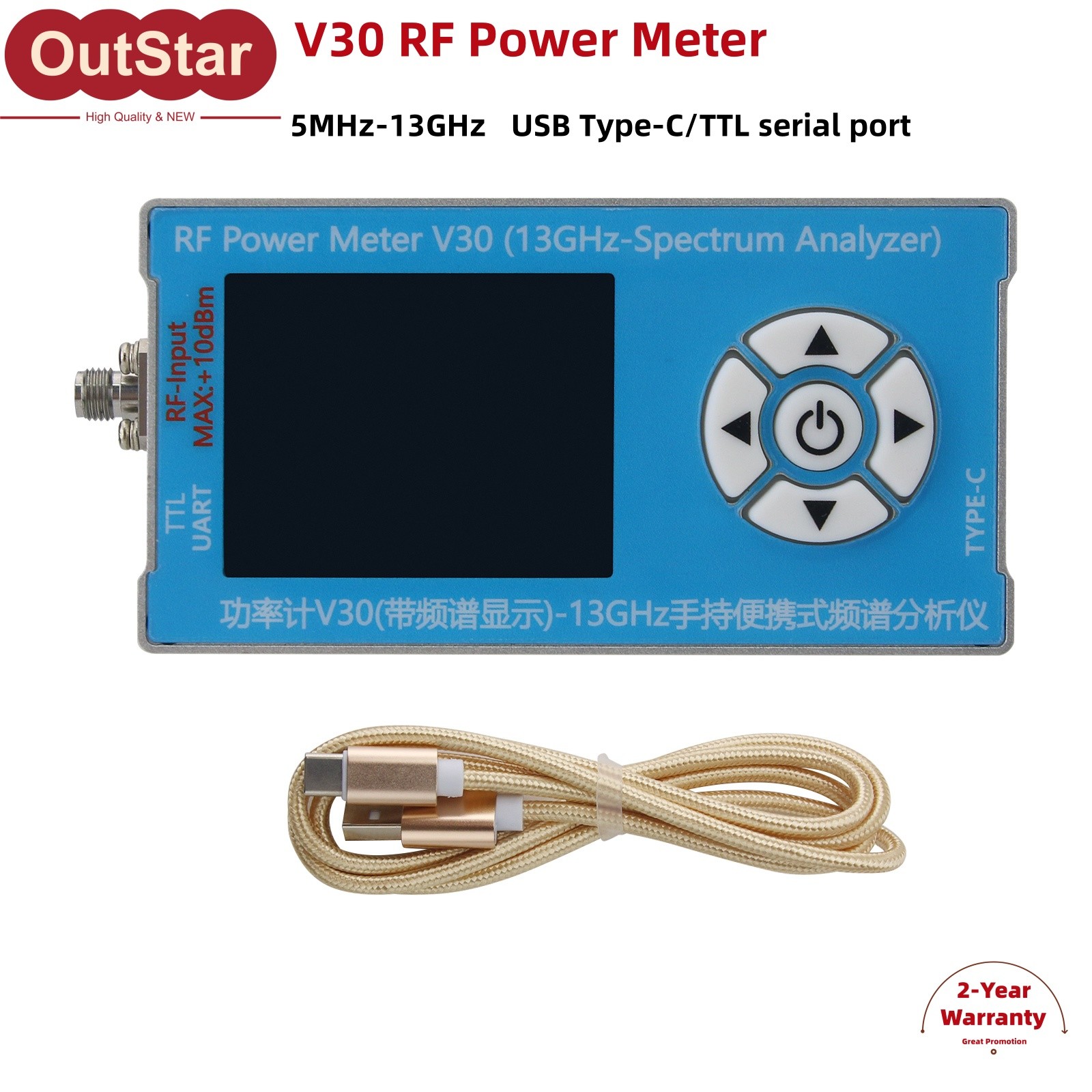 V30 5MHz-13GHz Spectrum Analyzer Power Meter USB Type-C Spectrum Display