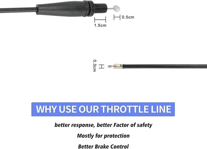 Throttle Cable, 46" Go Kart Throttle Cable, Universal Motorcycle Color: Black