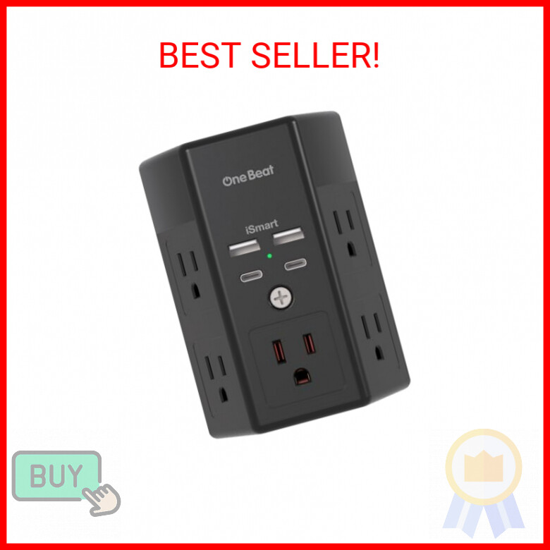 Multi Plug Outlet, Surge Protector, 5 Outlet Extender with 4 USB Charging Ports