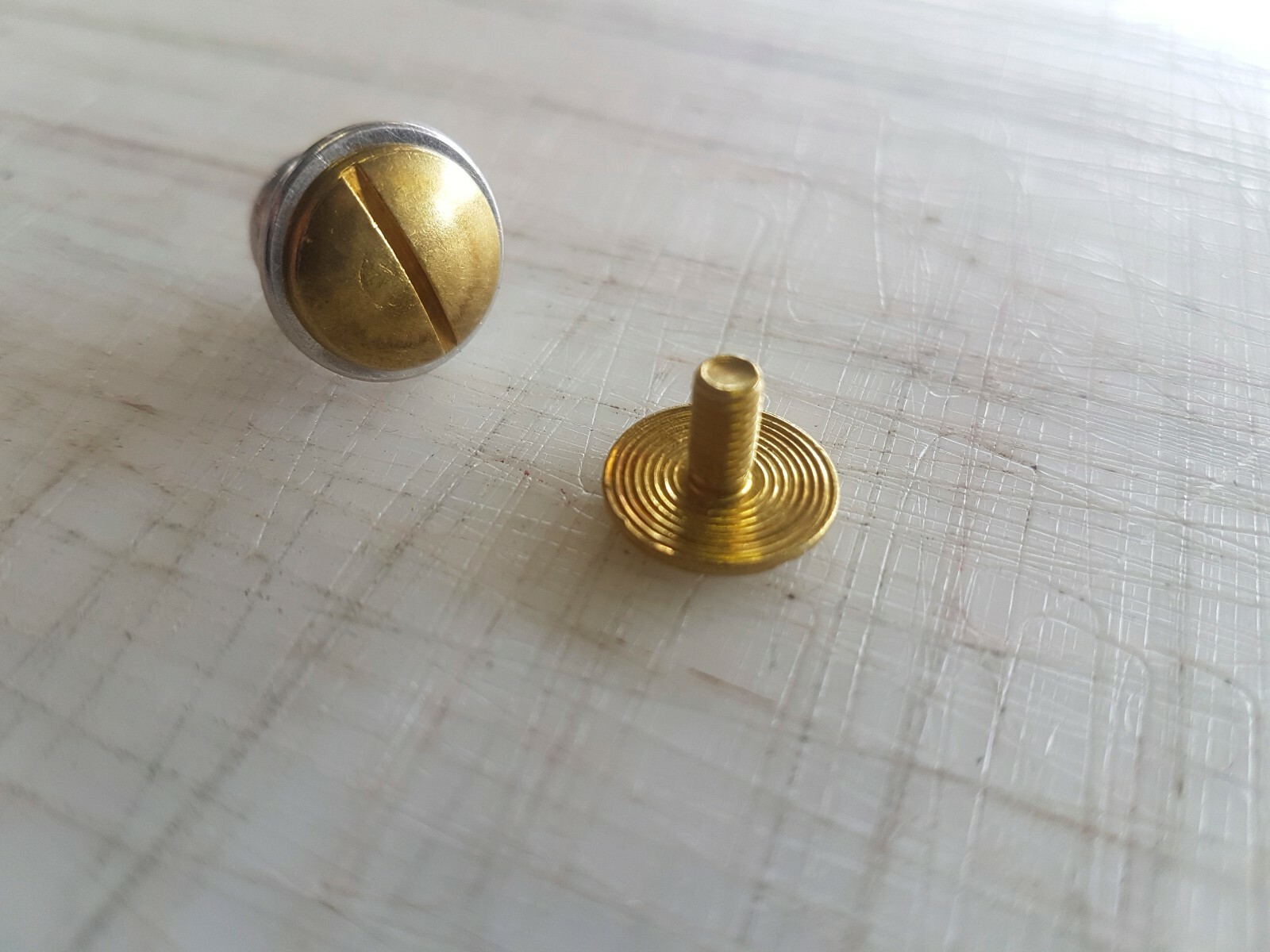 12-Pack Sam Browne Solid Brass Button Studs, Chicago Screw Nail Stud, Fastener