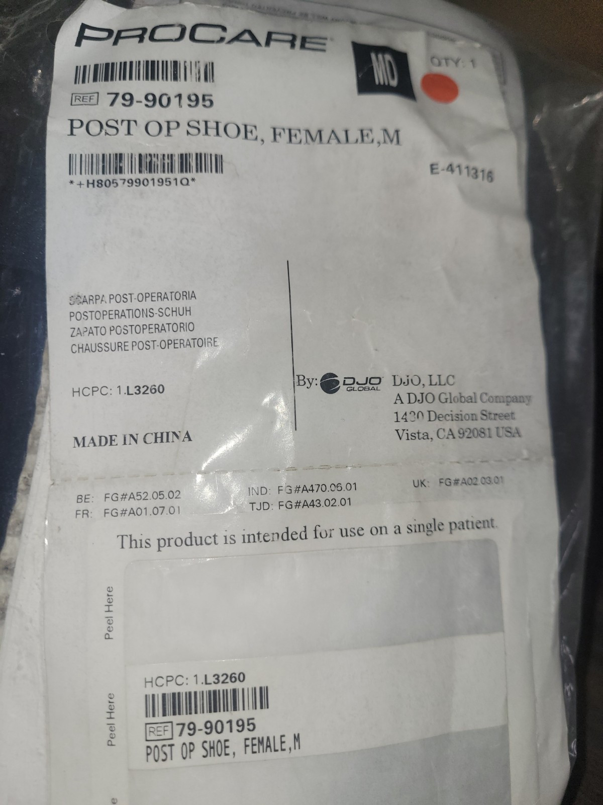Procare Post Op Shoe, Female, Medium, Ref 79-90195 Pre-Owned