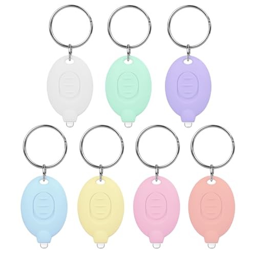 7 Pcs LED Keychain Flashlight Mini Keychain Light Bright 7 PCS Light-colored