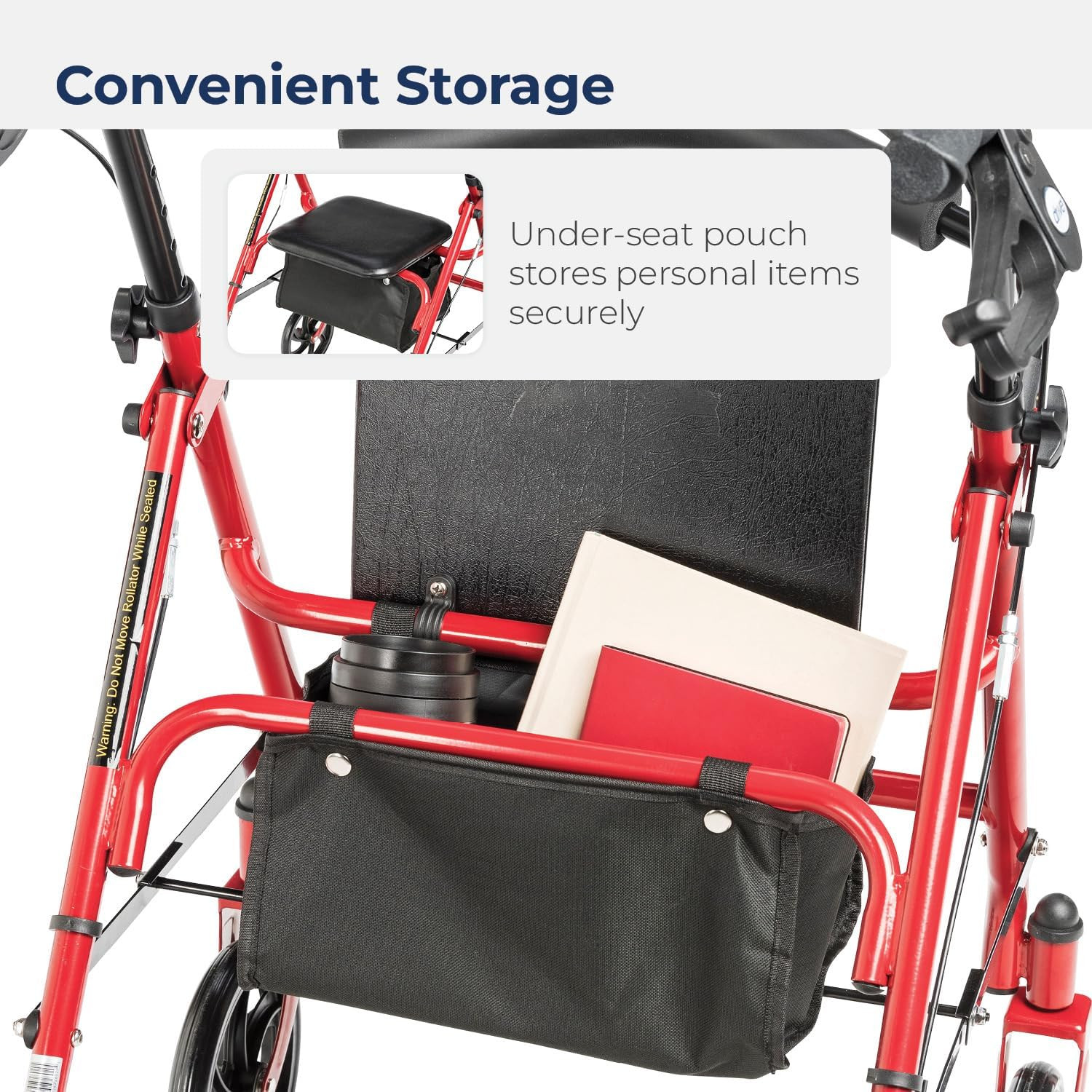 Medical Adult Rollator Walker Portable Folding Chair Seat for Handicap Disabled