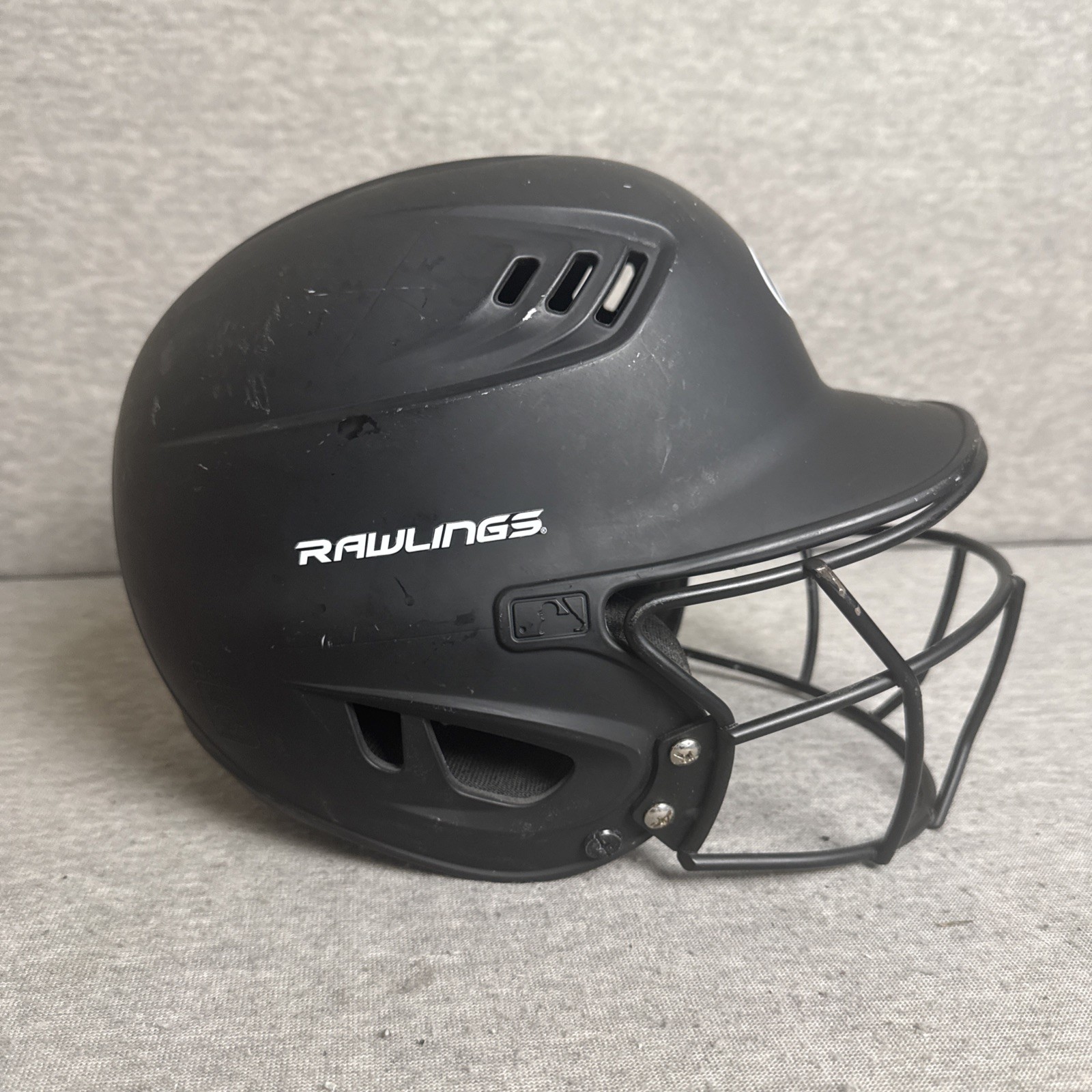 Rawlings R16S REVB Baseball Batting Helmet  Matte Black  6 7/8 - 7 5/8 Full Mask