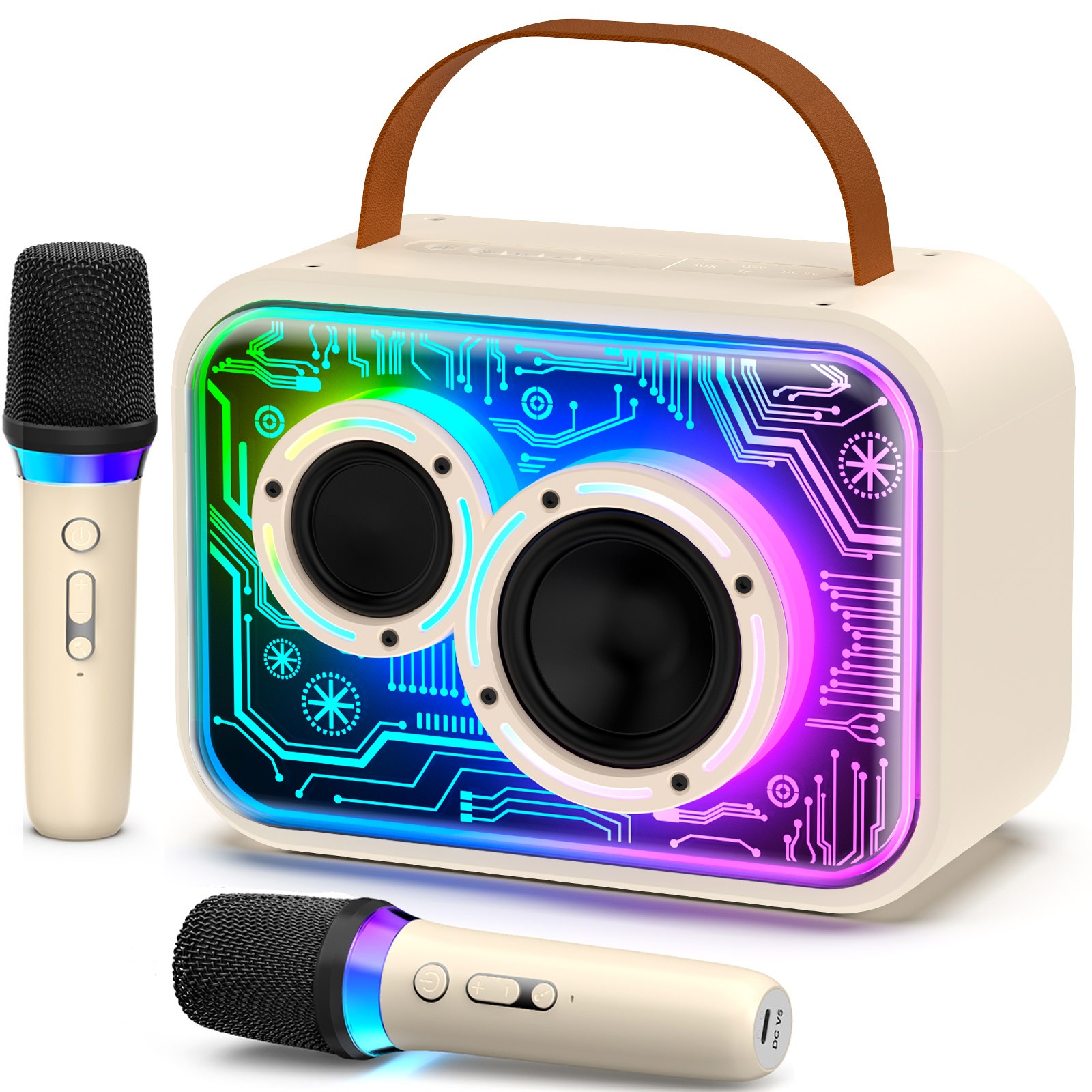 Portable Karaoke Machine with Wireless Microphones Halloween Bluetooth Speaker