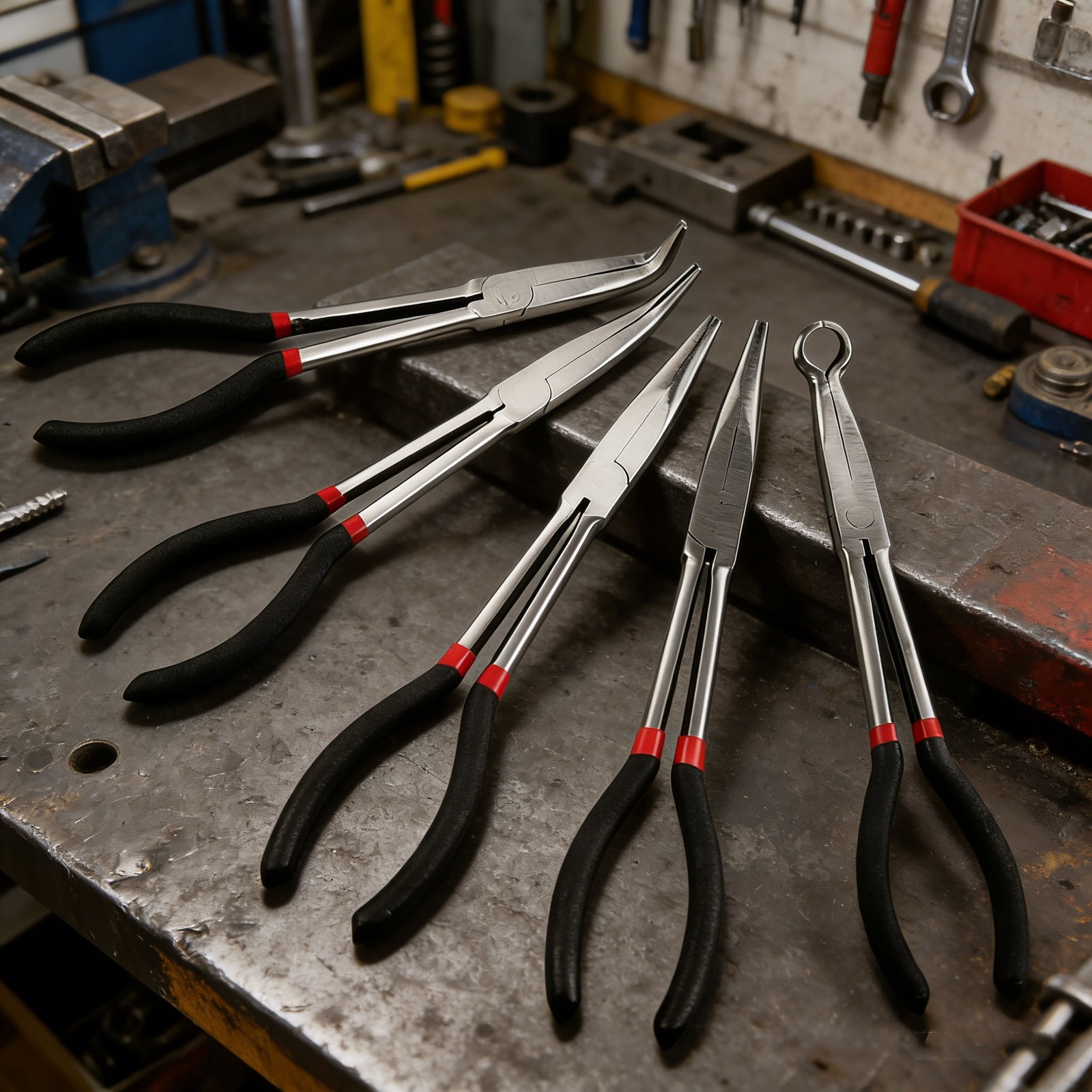 4/5pc Precision 11inch Long Needle Nose Pliers Assortment Kit, Long Reach Pliers
