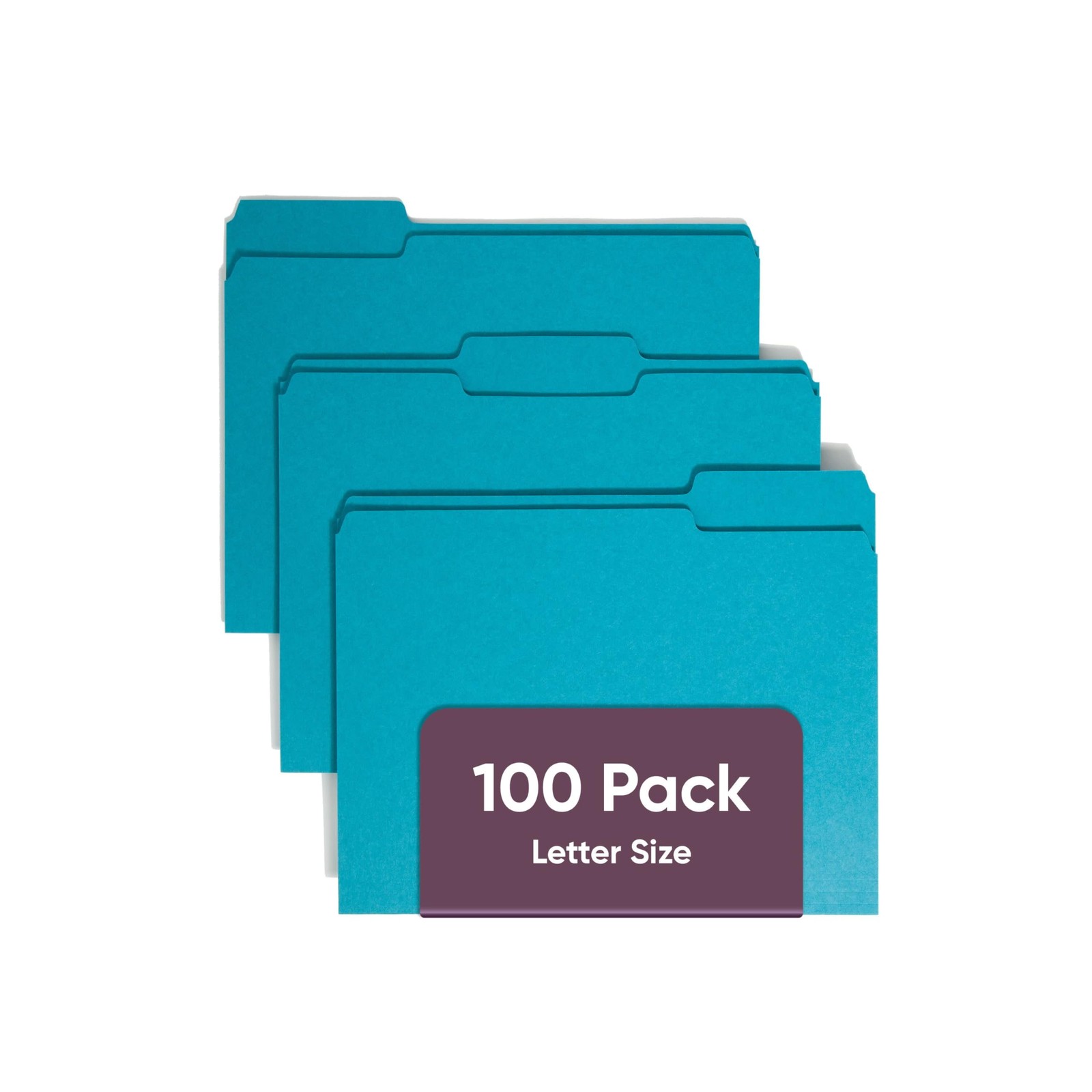 Smead Standard File Folders, 100 Count, Teal, 1/3-Cut Tabs, Letter Size 13143