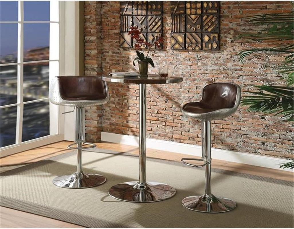 Brancaster Vintage Brown Leather Adjustable Swivel Stool