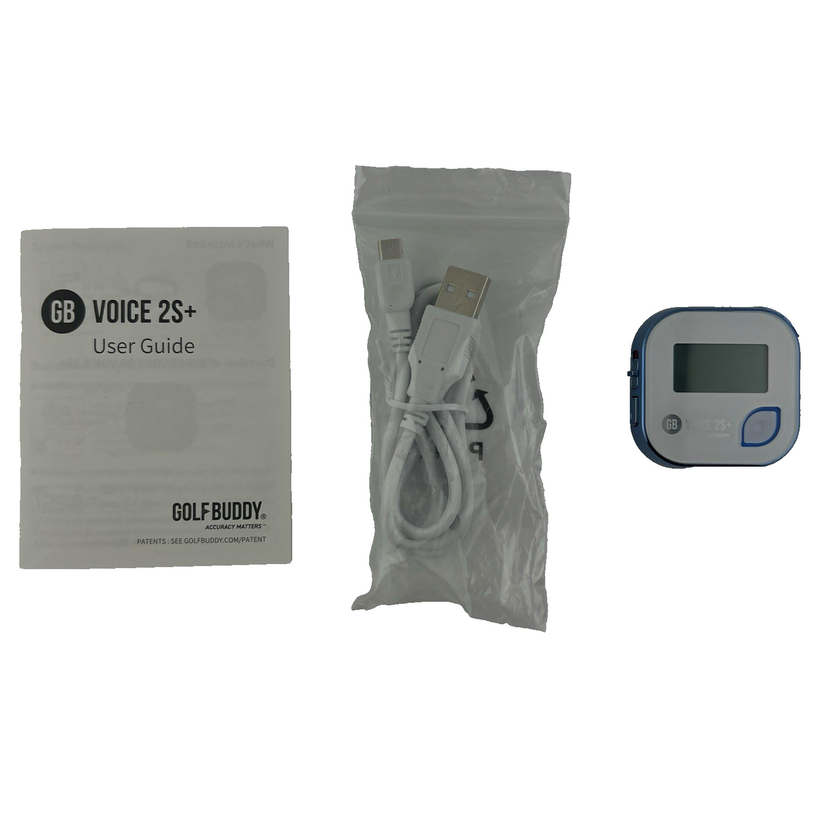GOLFBUDDY Voice 2S+ Talking GPS Rangefinder Clip On Golf Navigation Blue