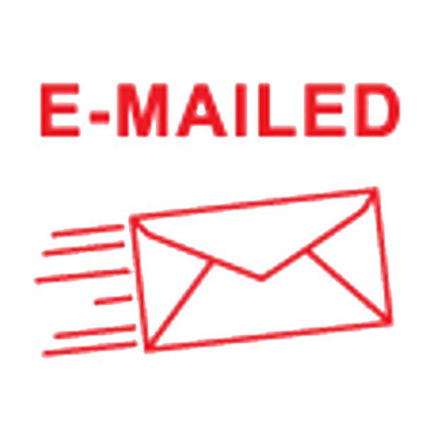 E-MAILED Stamp, Pre-inked Red, Shiny Brand, 5/8" Diameter Imprint