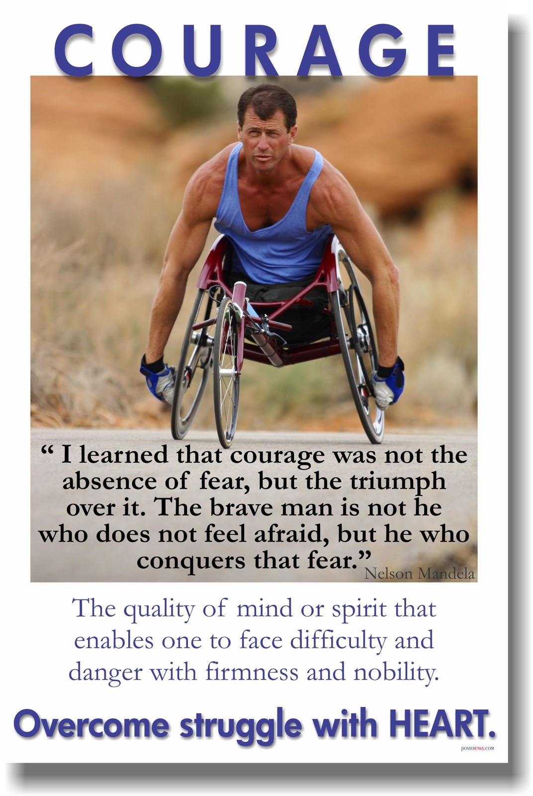 NEW Motivational Classroom POSTER - Courage - Nelson Mandela