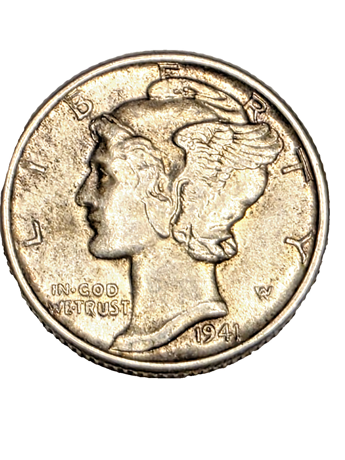 1941 Mercury Head Dime * FULL SPLIT BANDS * A Toned Beauty *