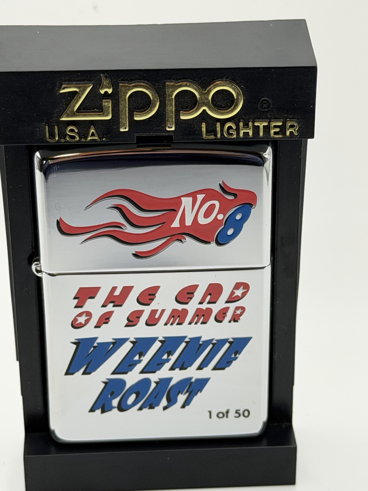 Limited Vintage 2002 End Of Summer Weenie Roast HP Chrome Zippo Lighter New B9