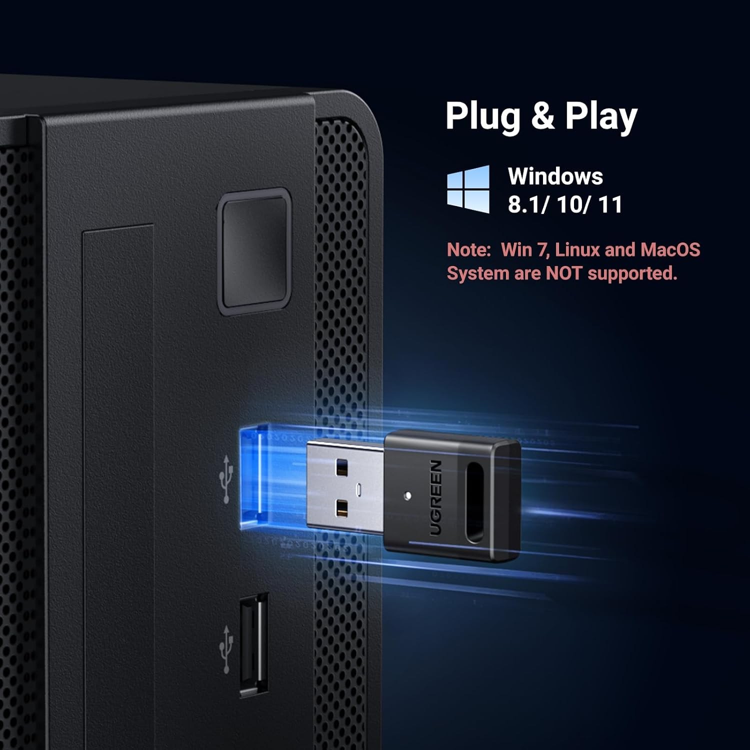 USB Bluetooth 5.3 Adapter for PC Windows 11/10/8.1 Plug & Play Bluetooth