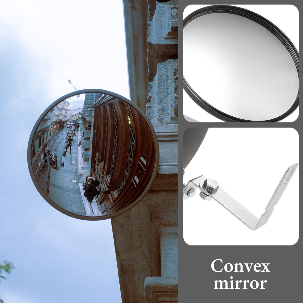 Security Mirror Corner Supermarket Surveillance Road Wide Angle View Garage