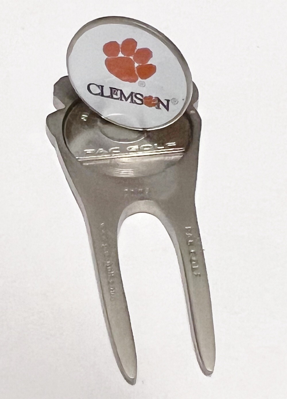 Clemson Tigers GOLF DIVOT REPAIR TOOL w/ Ballmark Unique Shape white