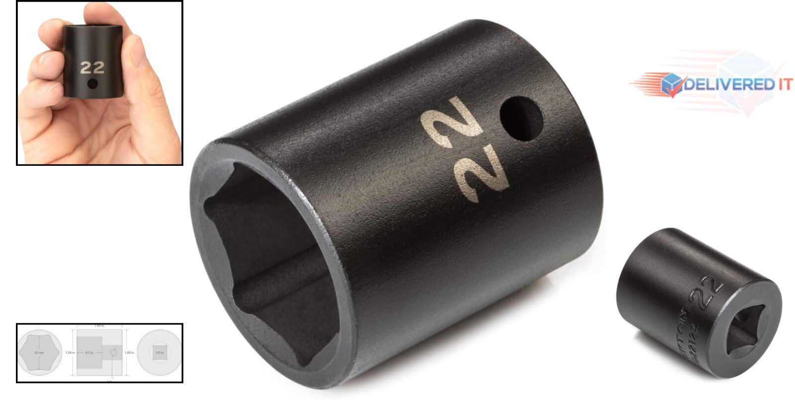 Professional 22 mm 6-Point Impact Socket - 1/2 Inch Drive for Universal Use