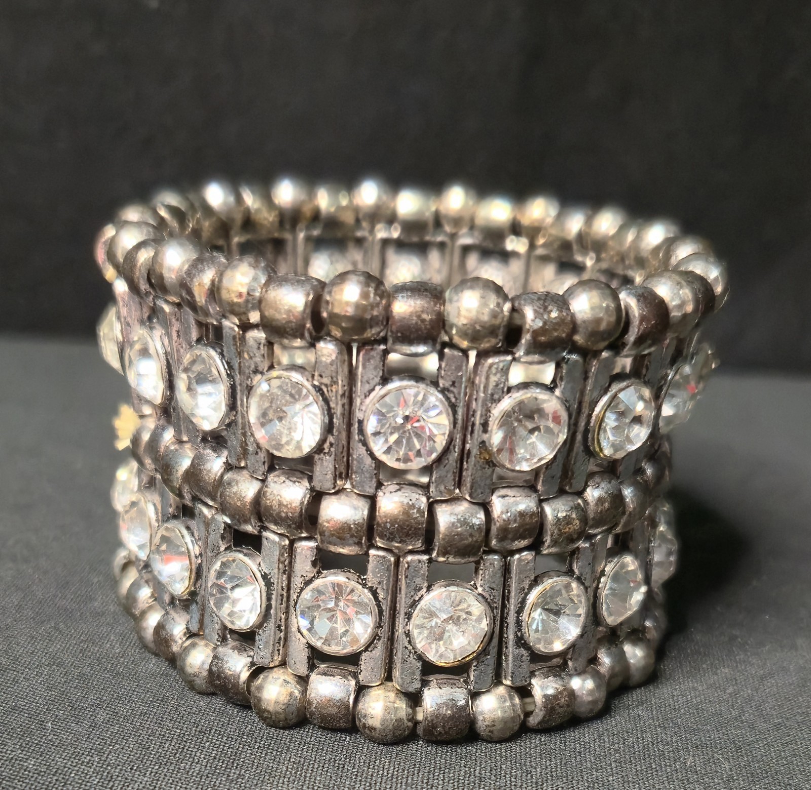 Rhinestone Bracelet Solid Sturdy Stretch  Vintage Gorgeous Boho