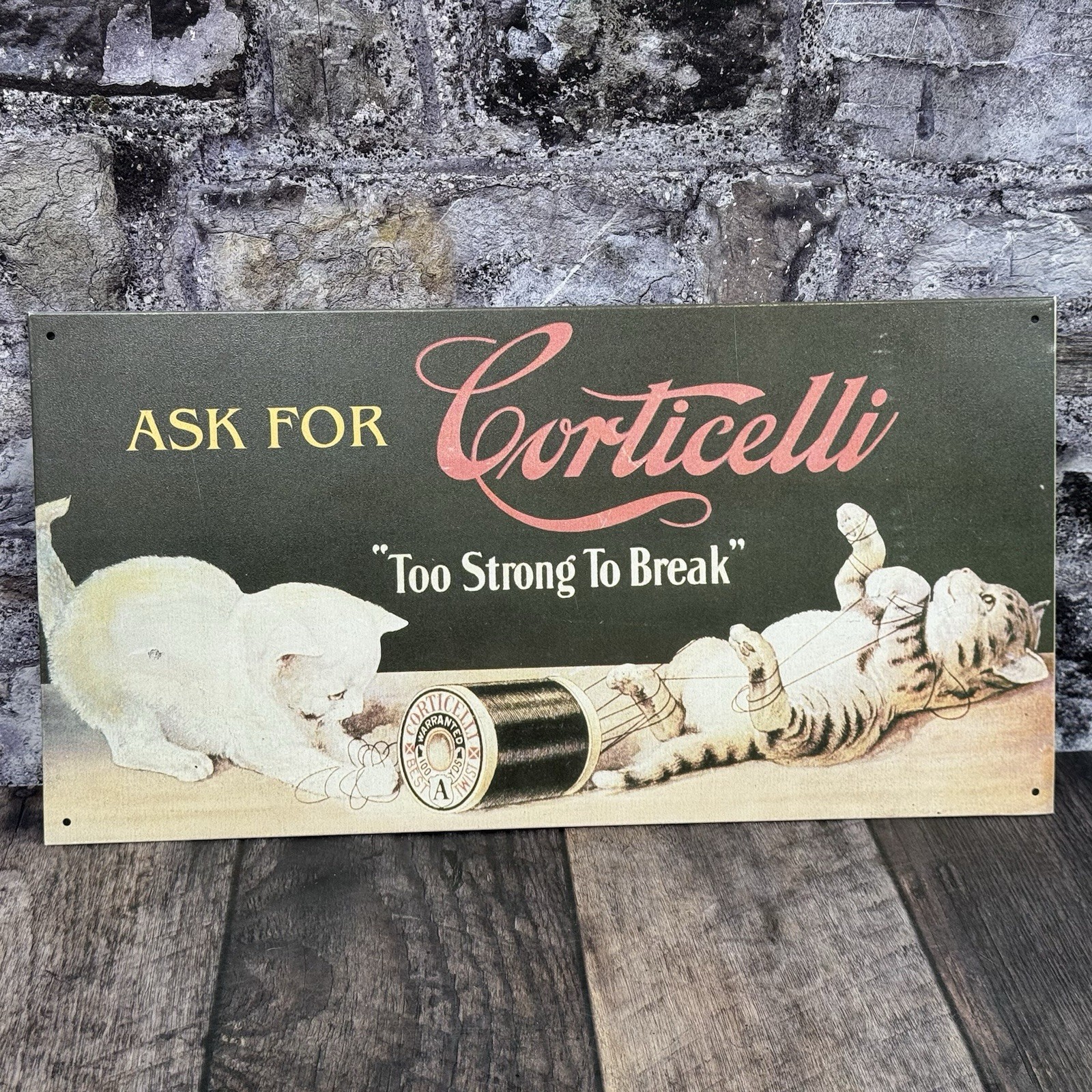 Vintage Corticelli Silk Thread Sign “Ask For Corticelli” Steel