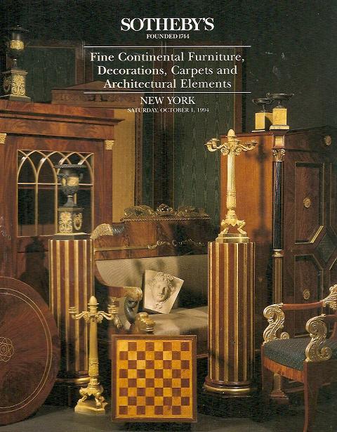 Sotheby's Continetal Furniture Antiques Carpets Auction Catalog 1994