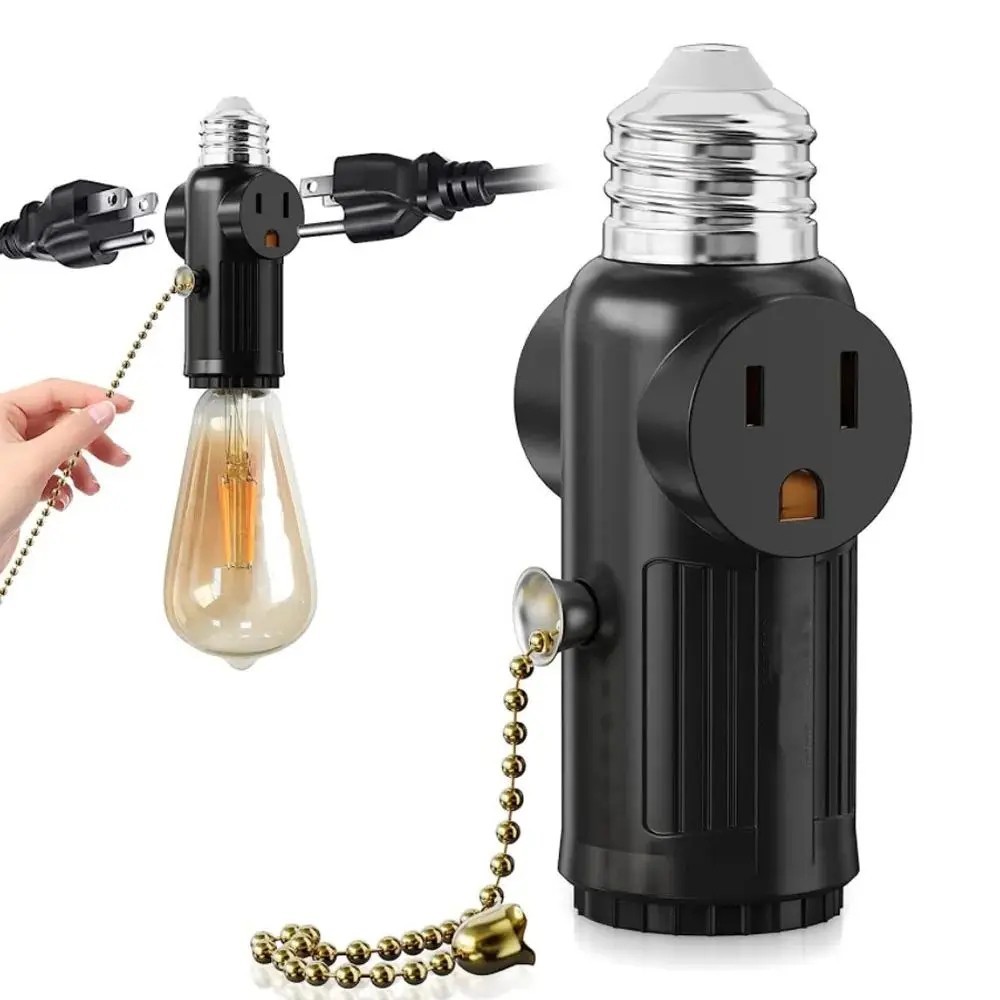 E26 Light Socket to Plug Adapter 2/3 Prong Light Bulb Outlet Socket Adapter