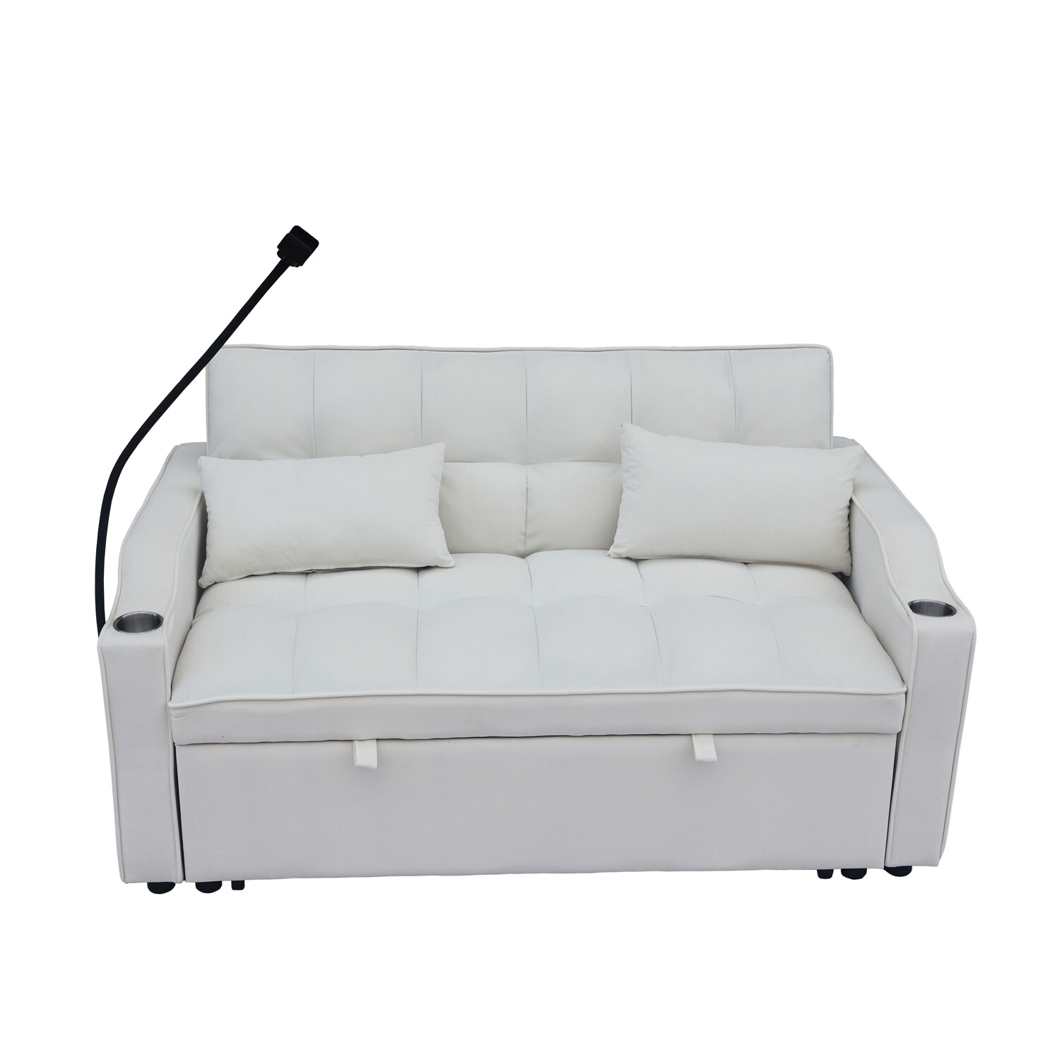 Convertible Sleeper Sofa Bed Velvet Loveseat Sofa 2 Seater Couch w/ Pull-Out Bed