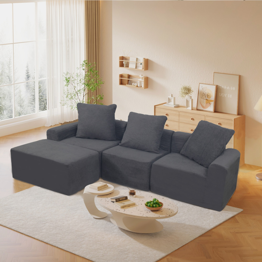 Convertible Modular Sectional Sofa Set w/ 3 Seats Velvet FREE SHIPPING