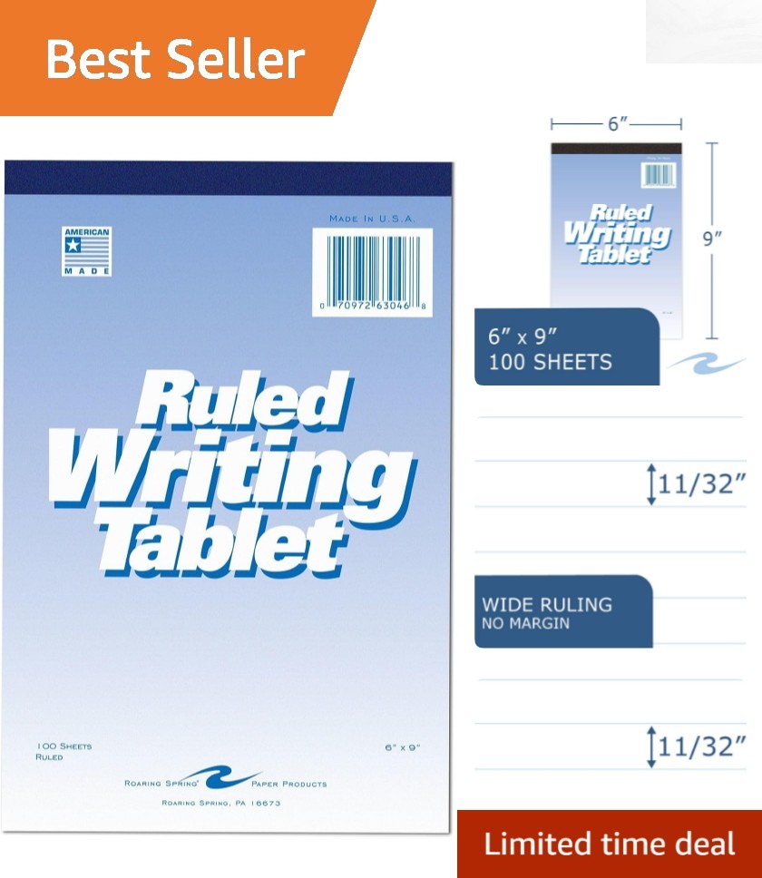 Elegant 6"x9" Wide Ruled Writing Tablet - Perfect for Professional Letters