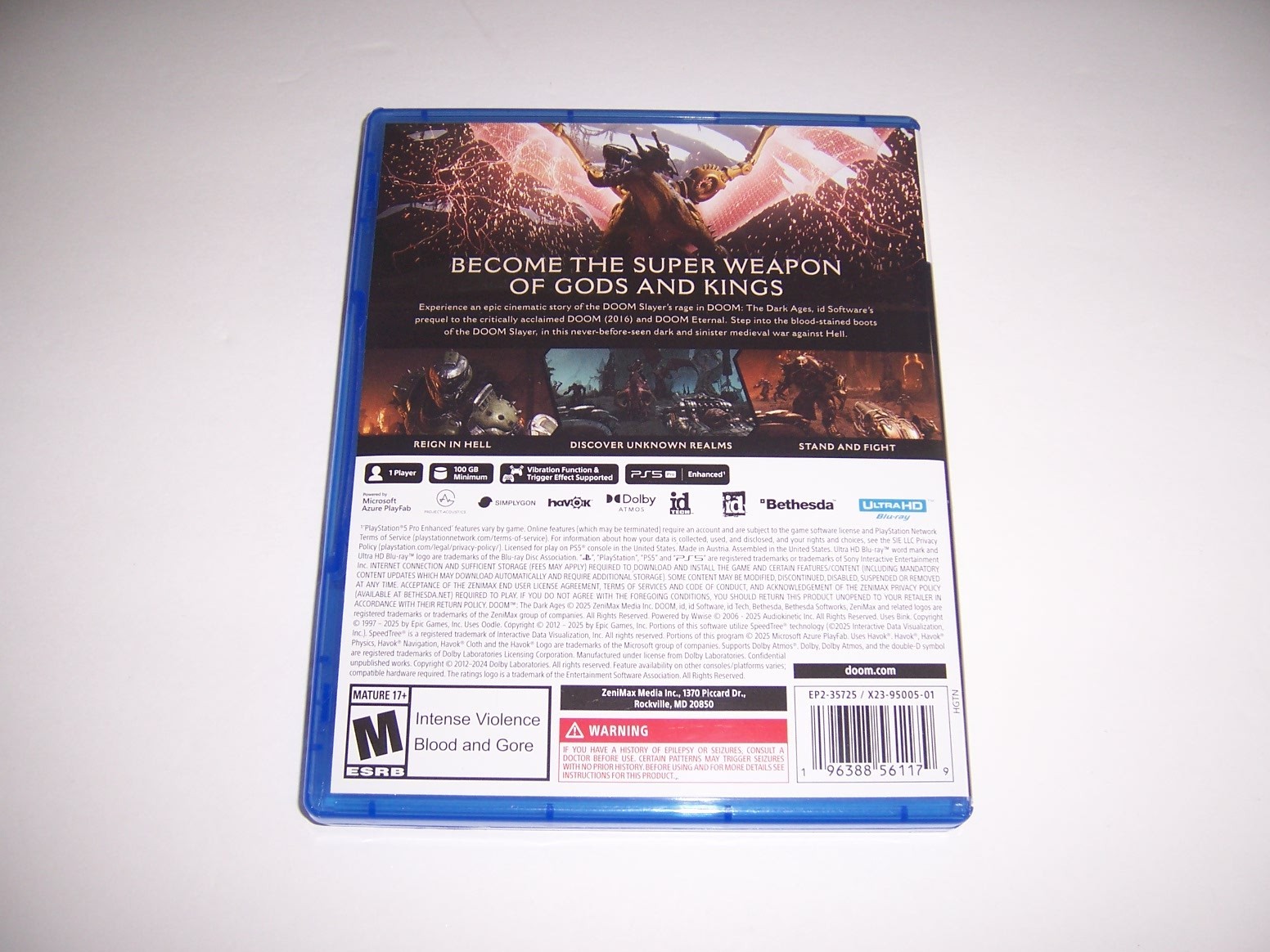 Replacement Box Case Only for Doom The Dark Ages PlayStation 5 PS5 AUTHENTIC