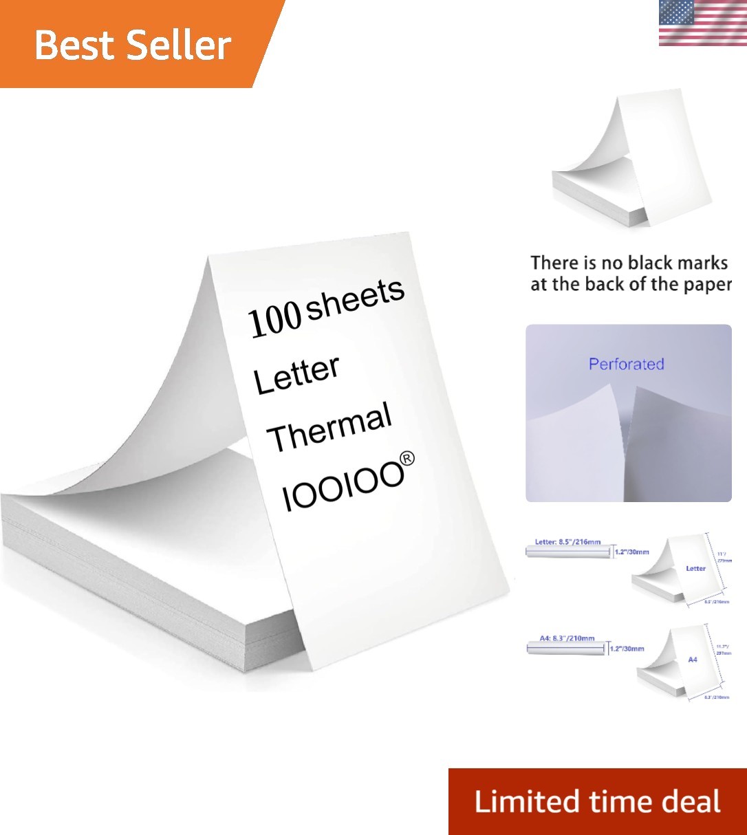 100 Sheets of BPS & BPA Free Thermal Printer Paper - Safe, Recyclable & Durable