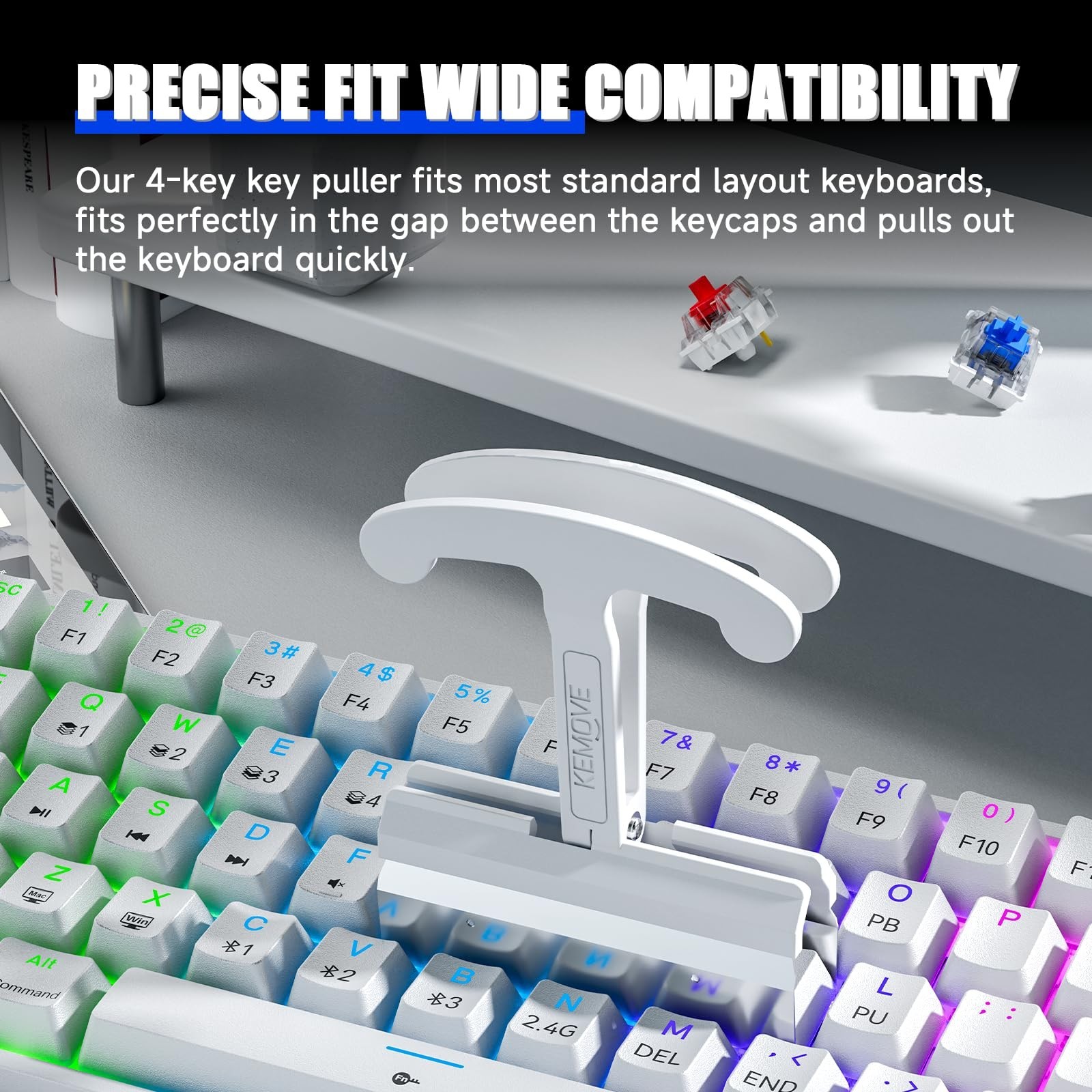KEMOVE P11 4-Key Keycap Puller - Custom Gaming Mechanical Keyboard Cleaning a...