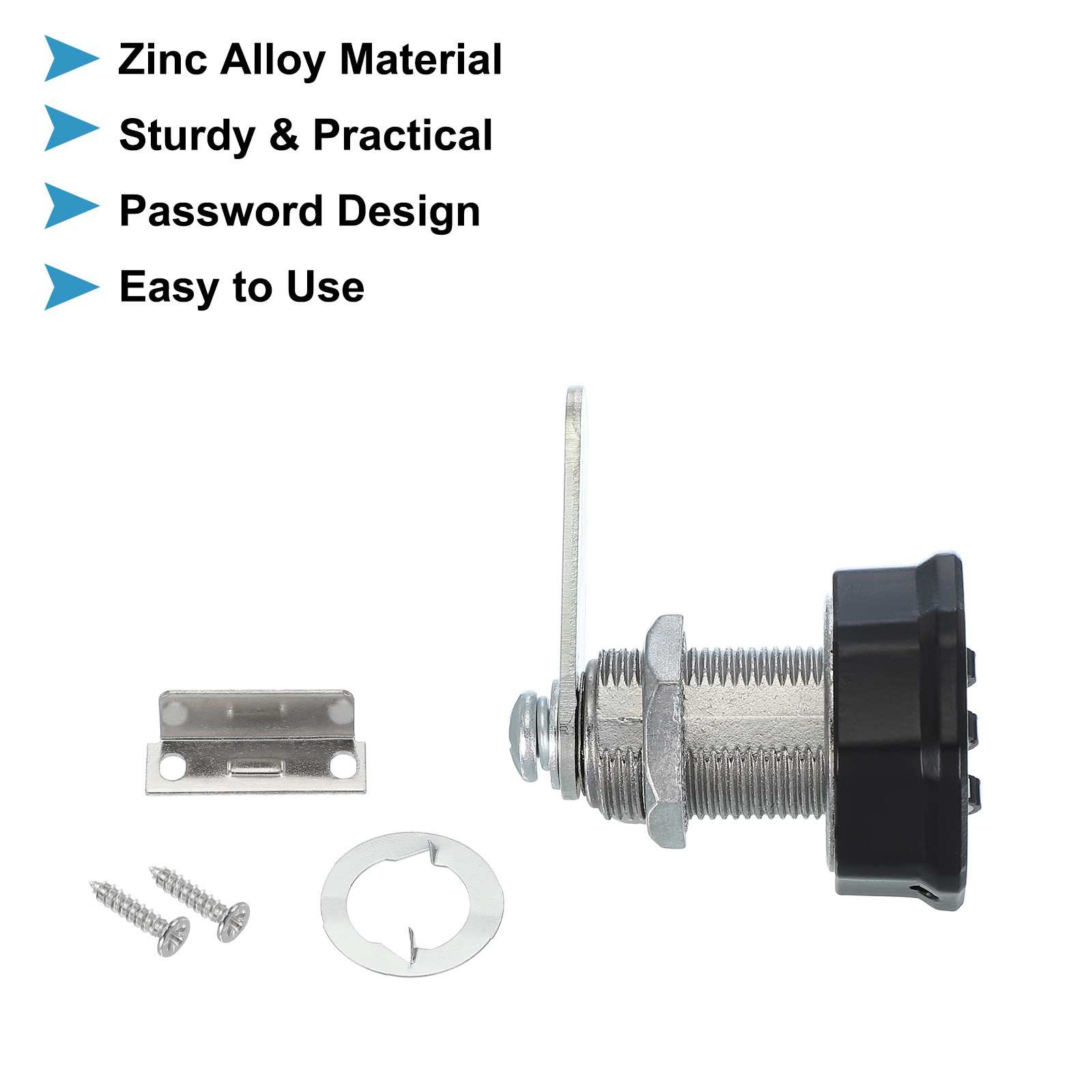 1" Combination Cabinet Cam Lock Zinc Alloy Cylinder Password Coded Lock Black