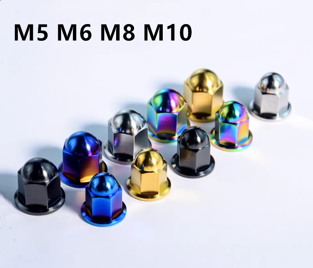 M6 M8 M10 Titanium Nut Hex Cap Screw Dome Head Nuts Ti Fastener Anodized Color