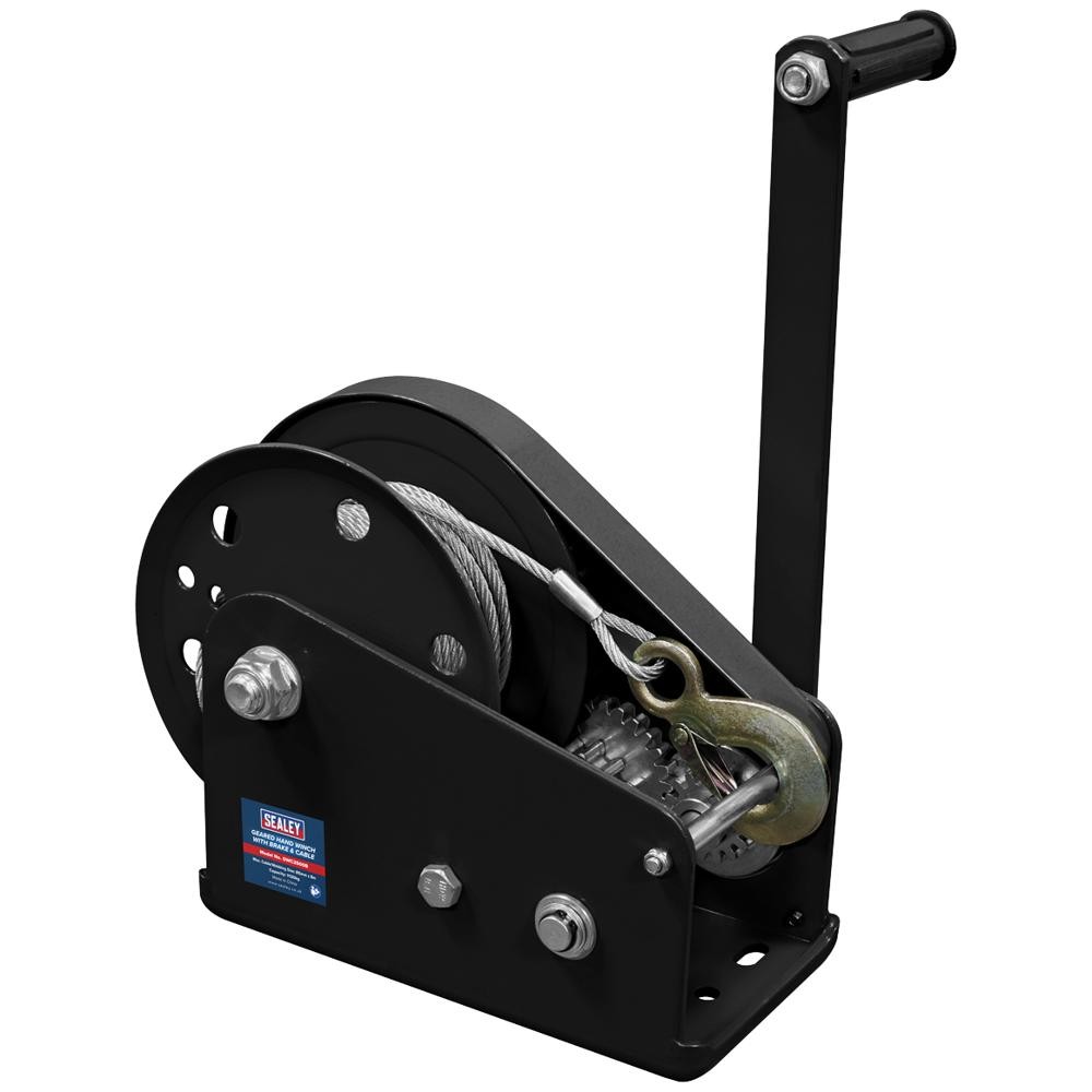 Sealey Geared Hand Winch with Brake and Cable 1130kg