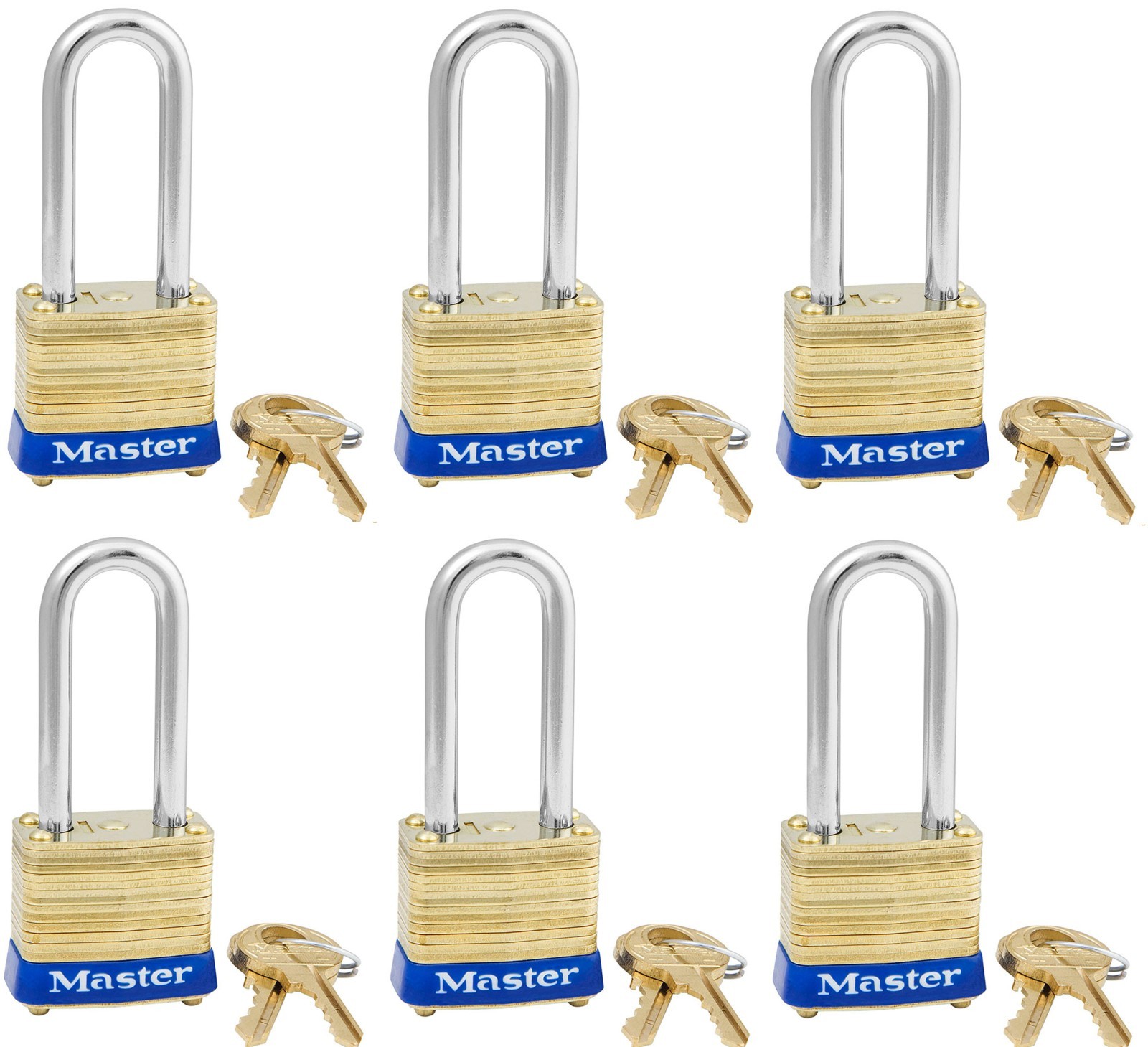 new Master Lock 8KALF P297 Brass Set of 6 Keyed Alike Small Discontinued