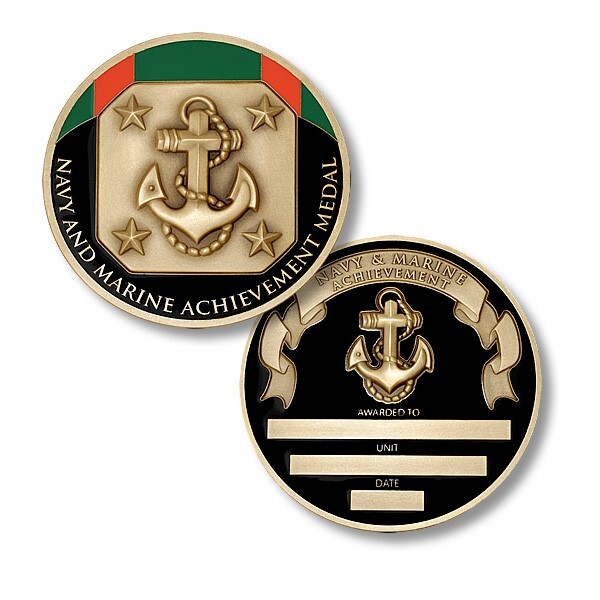 NAVY AND MARINE CORPS ACHIEVEMENT MEDAL 1.75" CHALLENGE COIN