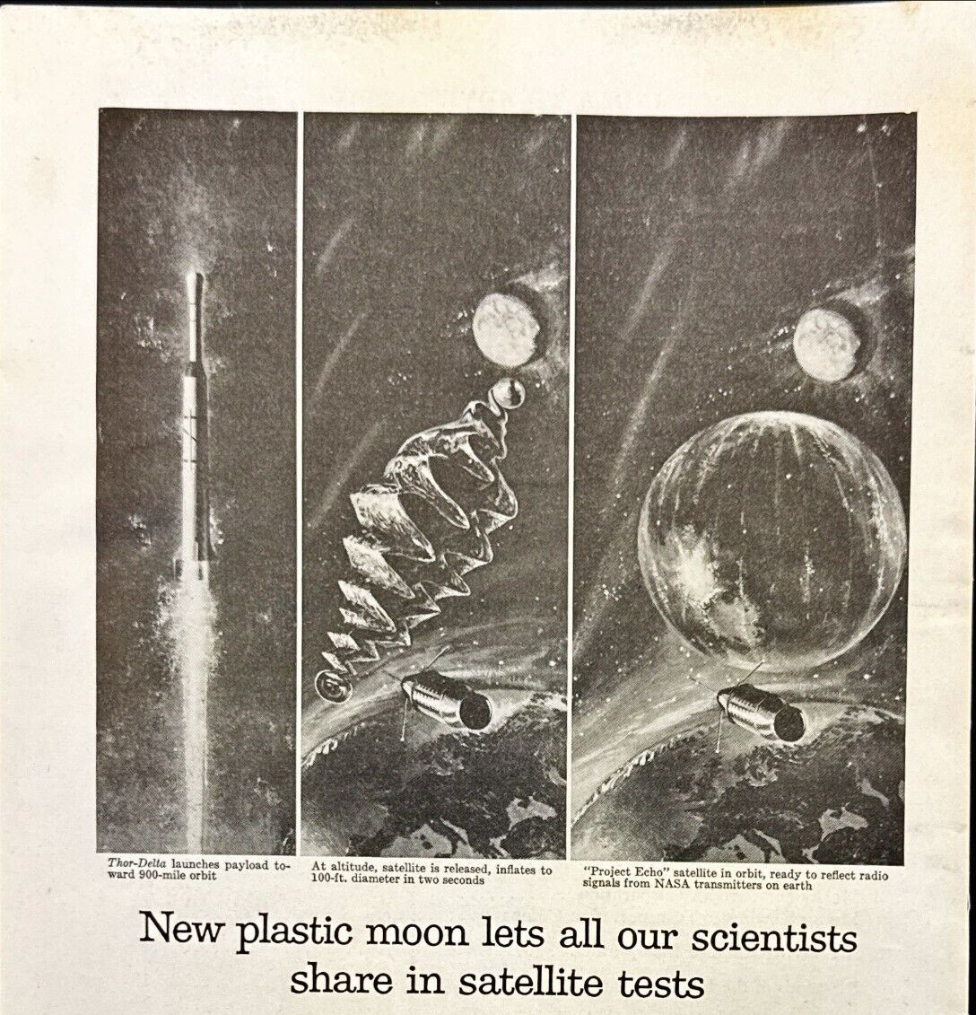 Douglas NASA "Project Echo" Radio Signals Test Vintage Print Ad 1960