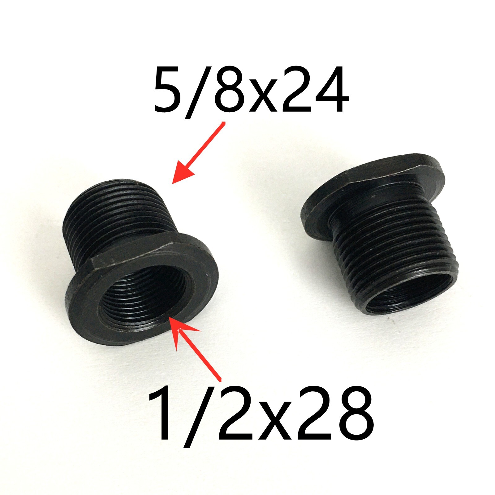 Thread Adapter 1/2 x 28 Thread Convert to 5/8x24 with Crush Washer Aluminum