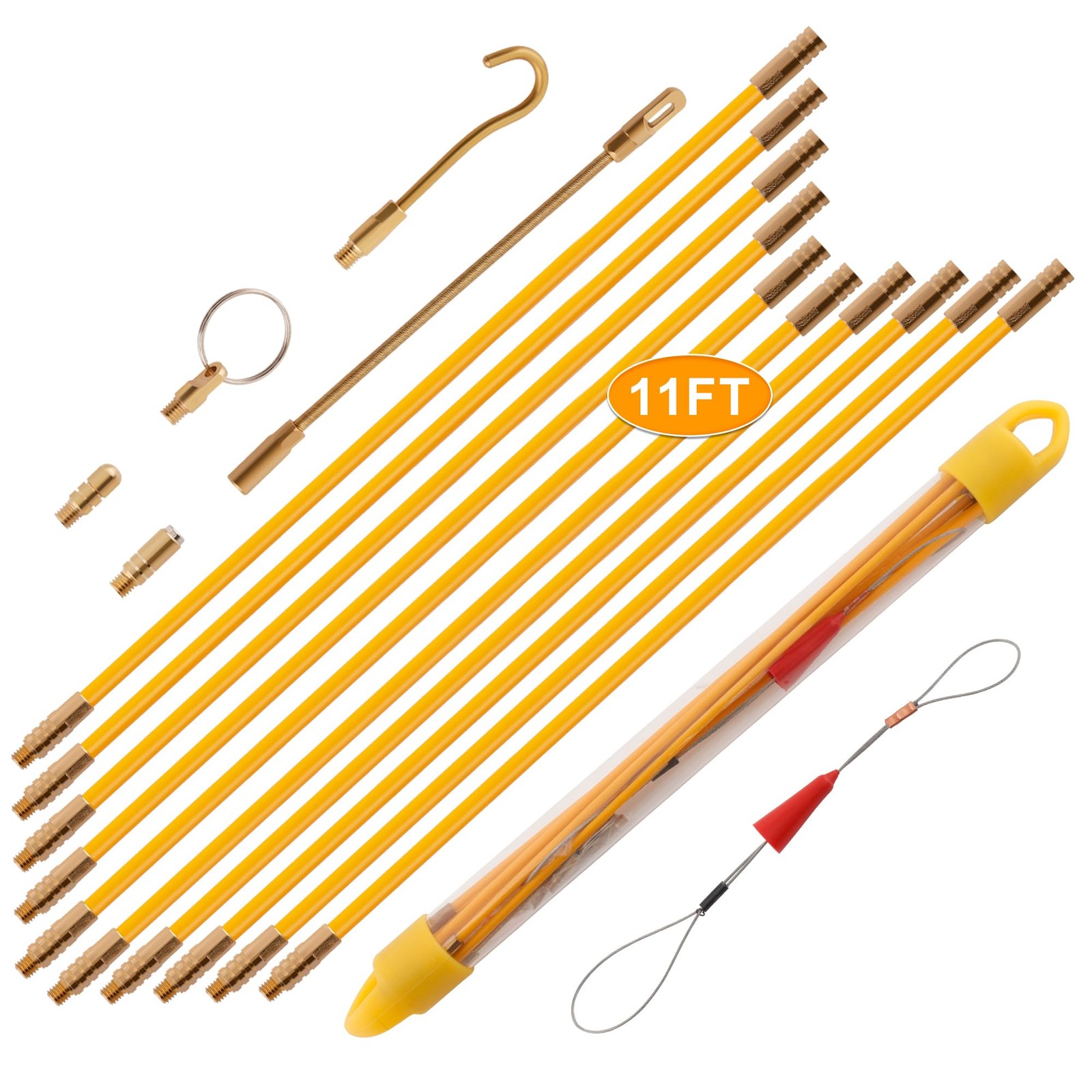 KOOTANS 11FT Fiberglass Running Electrical Wire Cable Glow Rods Wire Pulling ...