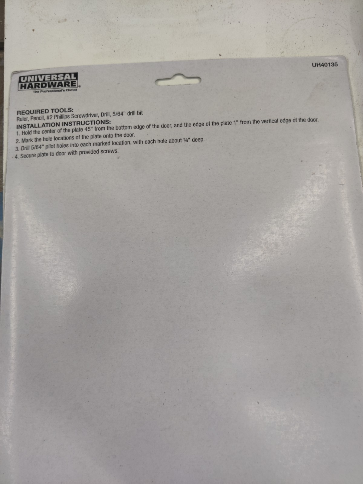 Universal Hardware Push Plate Uh40135