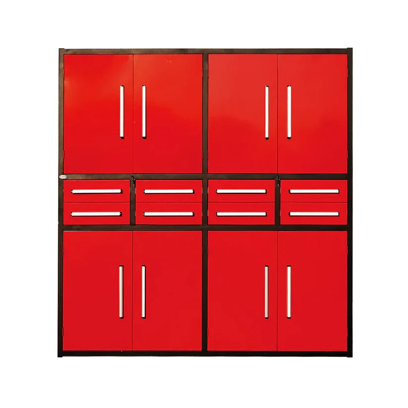7FT Red Pro Duty Steel Tool Storage Cabinet 8 Drawers & 4 Cabinets Work Station