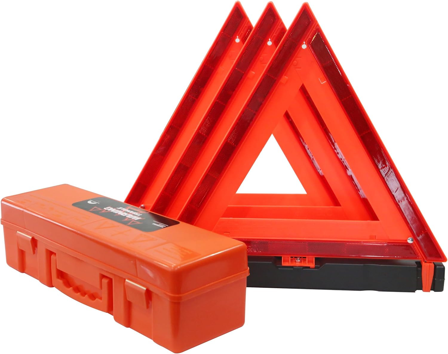 3 Pack Foldable Reflective Warning Triangles Heavy Base Roadside Safety Set DOT