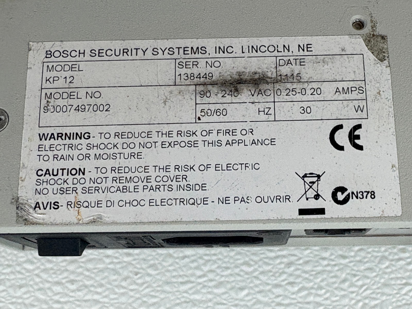 Bosch RTS Telex KP 12 12 Position Key Panel Intercom System KP12 with Rack Ears