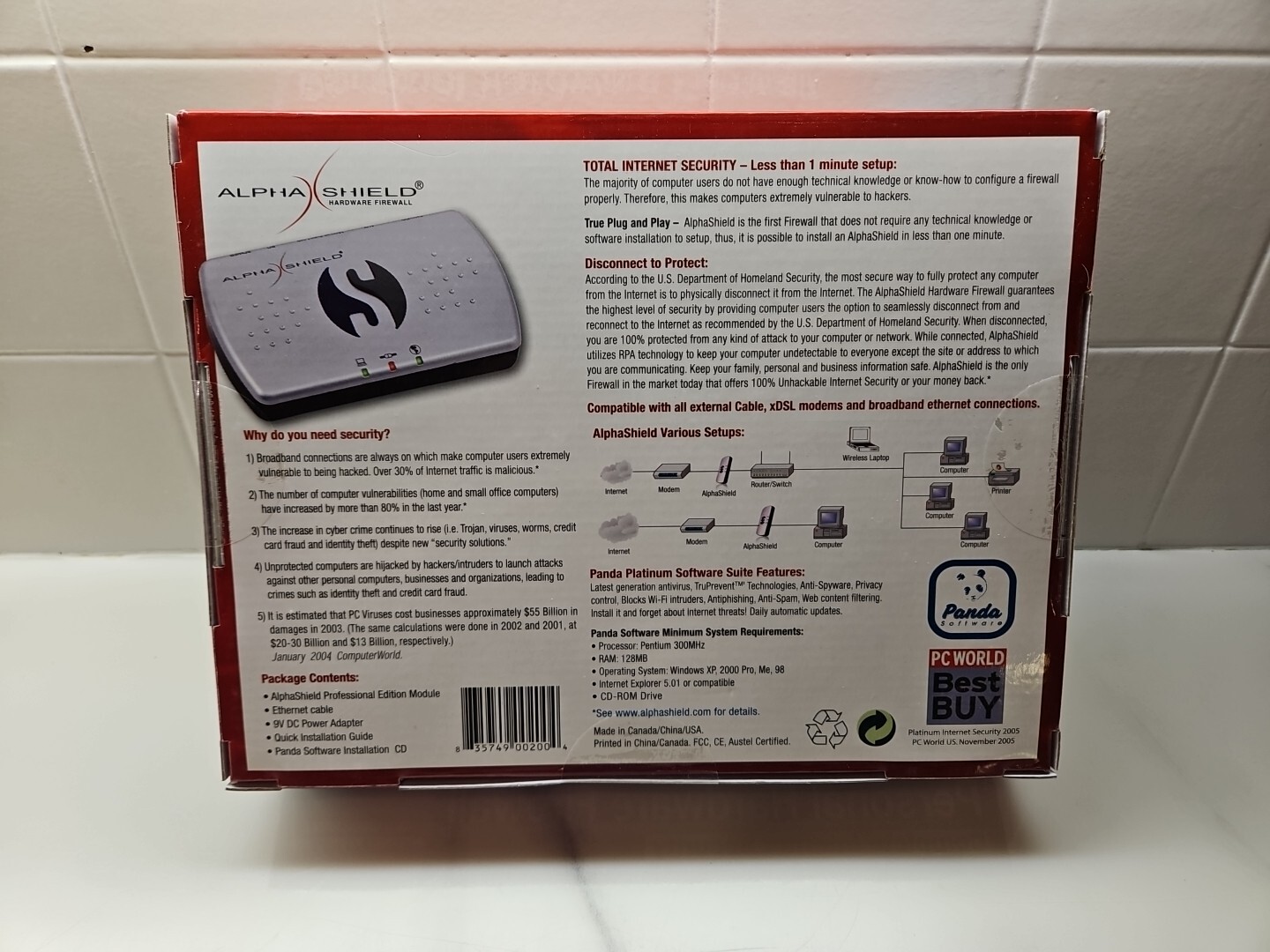 AlphaShield Personal Hardware Network Firewall Panda Platinum Security Sealed
