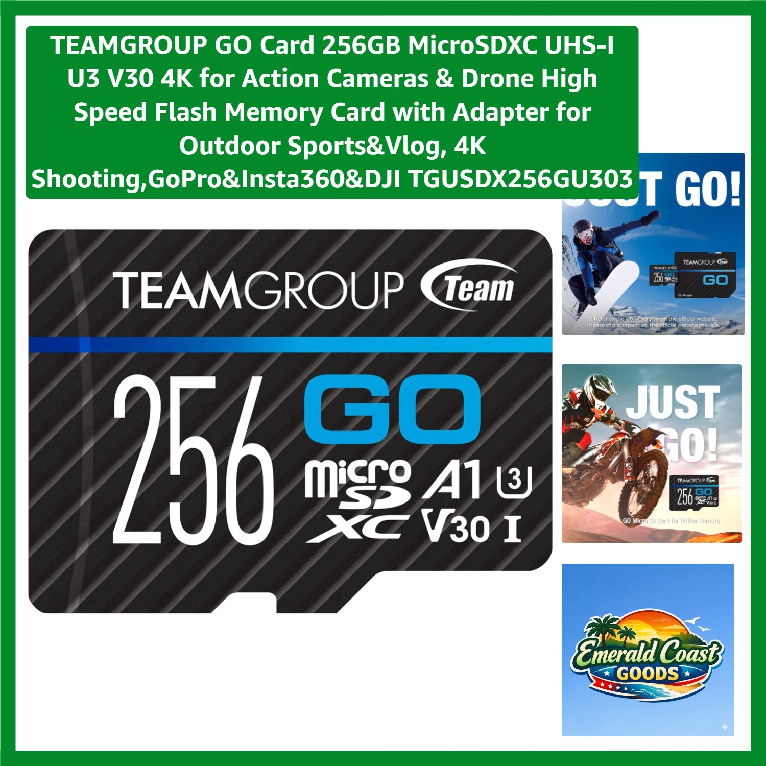Rugged 256GB MicroSDXC UHS-I Card - Perfect for 4K Shooting with Action Cameras