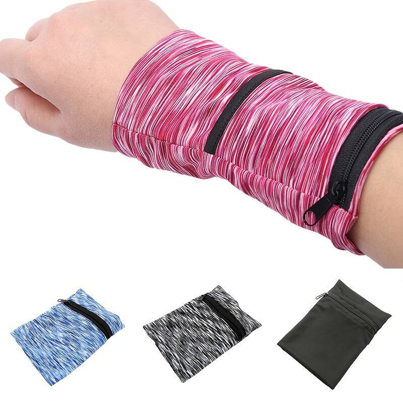 Pink Stylish Wrist Bag With Zipper Pouch & 2 Pockets-Perfect for Outdoor Sports